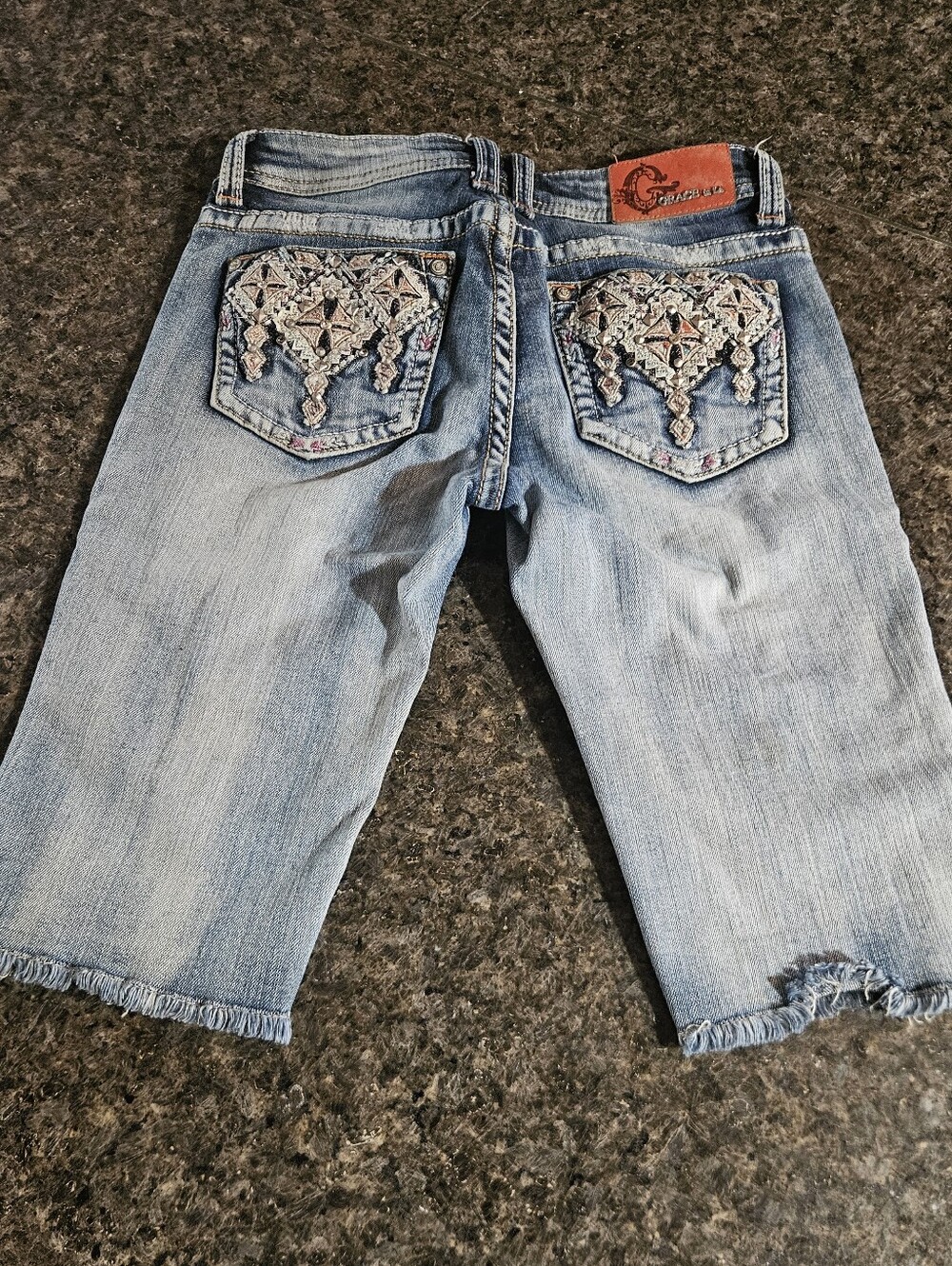 Grace In L.A. Light Blue Denim Jean Bermuda Shorts Size 26